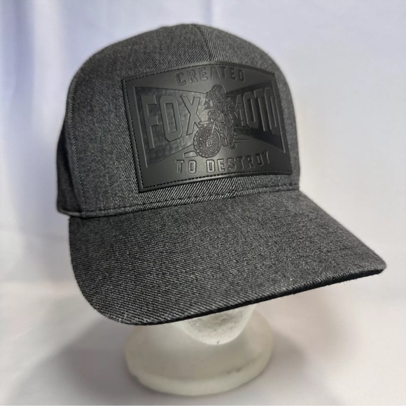 Fox Moto Dark Gray Baseball Hat Created To Destroy Black Patch OSFA SnapBack - Picture 1 of 13